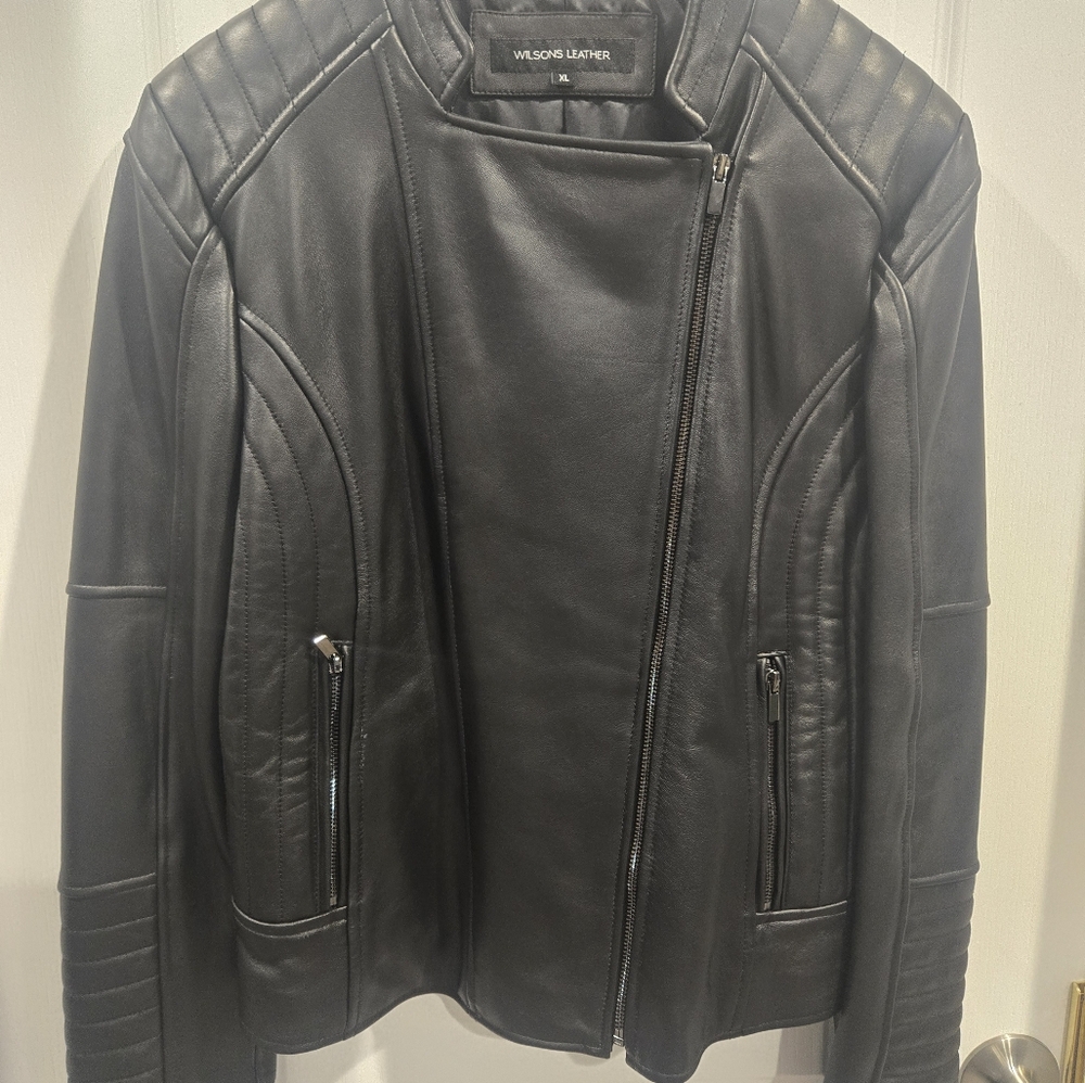Wilsons Leather Quilted Black Jacket